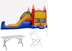 Pckg 8- 31x13x17 Dry Jump and Slide 2 tables 16 chairs Pckg 8- 31x13x17 Dry Jump and Slide 2 tables 16 chairs